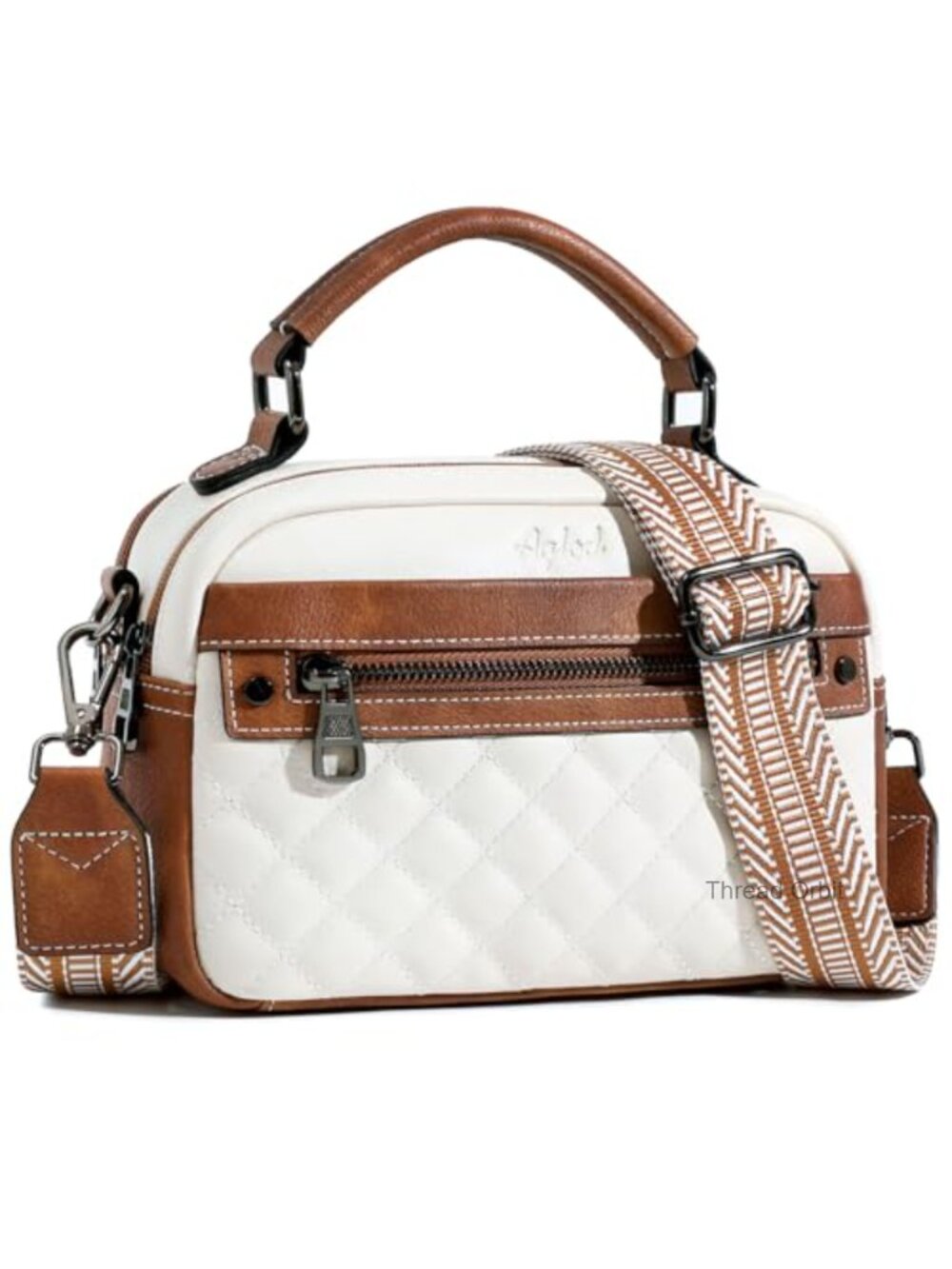 Vegan Leather Crossbody Bag with Wide Guitar Strap Small Shoulder Handbag